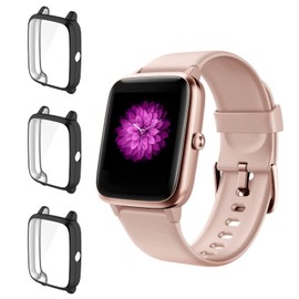 Lamshaw 3-Pack Compatible with Fitpolo Smart Watch (1.3 inch) Screen Protector Case, Soft TPU Plated All-Around Protective Bumper Cover (Black+Black+Black)