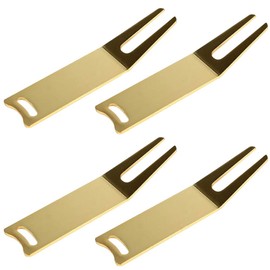 brandname jinyatu Metal Bending Golf Divot Repair Tool Golf Divot Tools Golf Green Divot Fork Curved Spit Golf Green Accessories 4 Pieces, gold