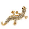 Avalaya Sculptured Crystal Gecko Ring/Gold Plated/Adjustable/Size 7/8/ 4.5cm Length