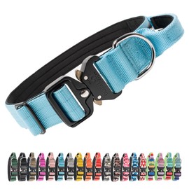 TSPRO Premium Dog Collars Tactical Dog Collar with Handle and Heavy Duty Quick-Release Metal Buckle Durable Thick and Adjustable for Medium to Large Dogs (Blue L)