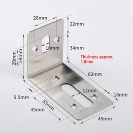 2Pcs Corner Braces,Stainless Steel Corner Bracket,Heavy Duty Angle Brace,L-Shaped Brackets for Furniture Fastener Hardware(59*83*45mm) Sliver