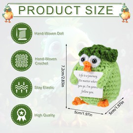 TOYMIS Positives Häkelküken, Mini Kükenpuppe zur Emotionalen Unterstützung mit Ermutigungskarte Handgefertigt Gestricktes Huhn Aufmunterung Ostergeschenk für Freunde Geburtstag Heimdekoration (Grün)