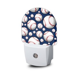 Baseball Night Light,Night Lights Plug into Wall with Dusk to Dawn Sensor,Lamp for Bedroom Bathroom Hallway Nightlight for Women Girls