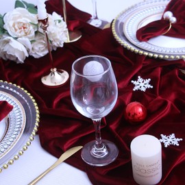 JINVASE Velvet Table Runner ,Soft Luxurious Fall Table Runners 120 Inches Long,for Wedding Bridal Shower Thanksgiving Christmas Decoration,20*120 Inches, Burgundy