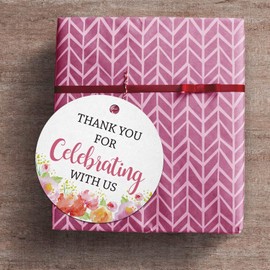 Thank You Floral Tags - 100pcs for Wedding, Birthday, Baby Showers & Parties - Paper Gift Tags with Jute String