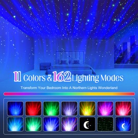 Galaxy Star Projector with 162 Lighting Modes & Remote Control - Aurora Nebula Night Light for Bedroom, 360 Degree Magnetic Base, Kids Adults Home Theater Game Room Decor