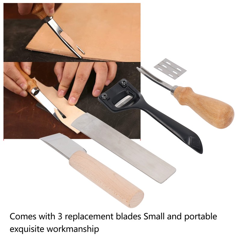 Metal Leather Skiver Set Easy Cutting Incisive Curved Handle Safety