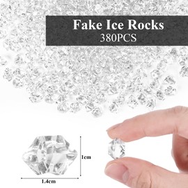 VGOODALL 380PCS Fake Ice Rocks, Clear Acrylic Crushed Ice Rocks Mini Fake Diamonds Plastic Gems for Home Table Decorations Vases Fillers