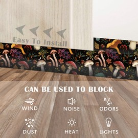 Wuccjiu Adjustable 36 Inches Under Door Draft Stopper, Door Noise Blocker, Air Wind Breeze Blocker - Mushroom Black