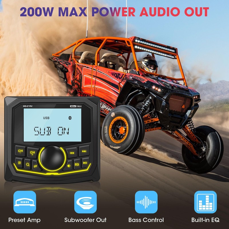 Waterproof Bluetooth Radio for Golf Cart: DOVOX Boat Marine Gauge