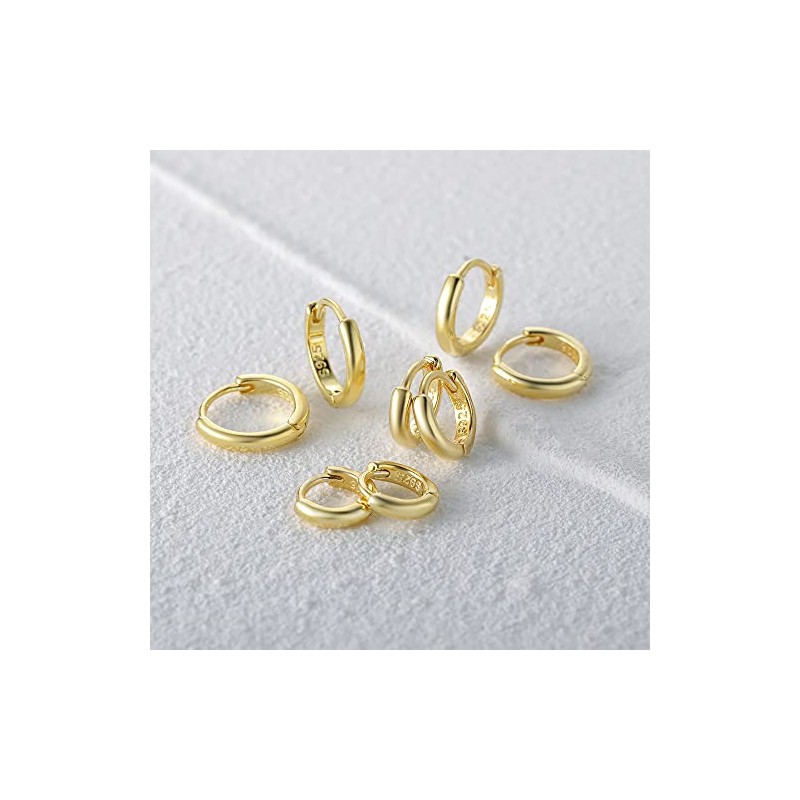 LUXSTAR Tiny Hoop Earrings, Ring, Silver 925, Gold, Thickness 1mm,