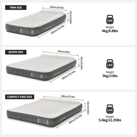 Naturehike Pillow Top Plush Compact King Air Mattress, Blow Up Bed with Rechargeable Built-in Electric Pump, Inflatable Airbed for Camping, Home, Guests