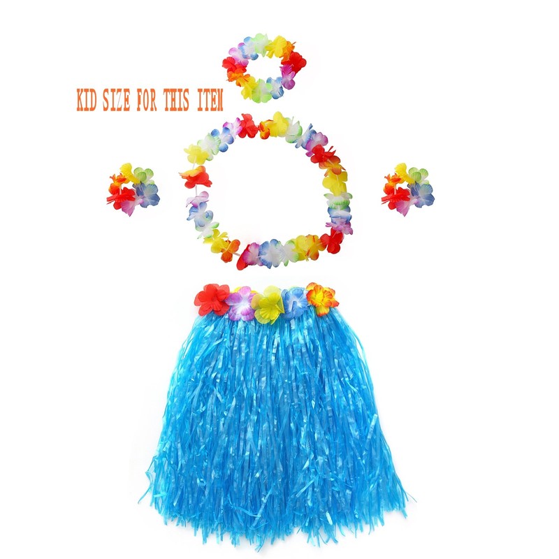 CISMARK Dancer Grass Skirt with Artificial Flower Decor (Blue 40cm,5pcs/Set)