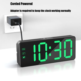 KWANWA Alarm Clock for Heavy Sleepers - 2.4" Super Bright LED with 3-Stage Dimming, 7-Min Snooze, Anti-Power Outage Design/Battery Backup (UL Adapter + 59" Charging Cable Included)