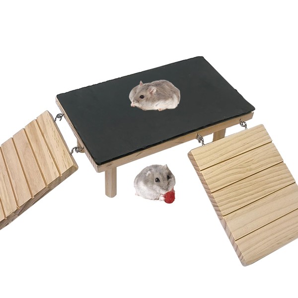 JWIZYOTR Wooden Hamster Platform with Double Ramp, Hamster Climbing Platform