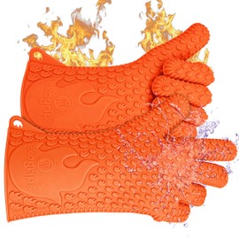 Jolly Green Products Ekogrips Premium Heat-Resistant BBQ Glove for Cooking and Meat Handling, Kitchen Oven Gloves, Fireplace Accessory, Campfire Gloves, BBQ Mitt, Dishwashing Gloves (Orange, L/XL)
