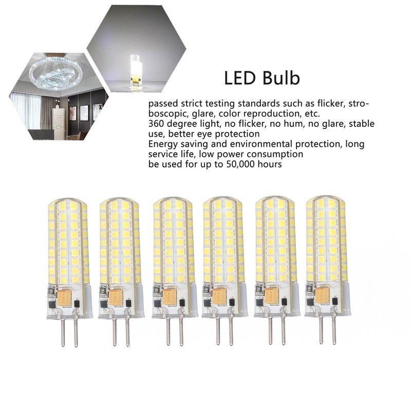 6Pcs GY6.35 LED Bulb 7W AC DC12V 700lm 72 LEDs