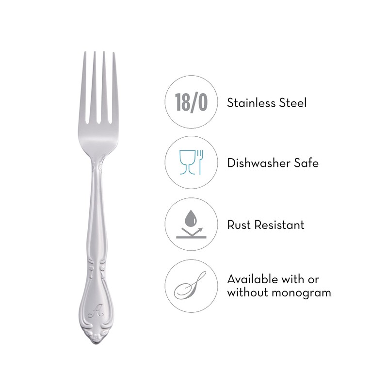 RiverRidge Rose Monogrammed Flatware Set 46 Piece Silverware - Q