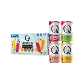 Q MIXERS Refreshers Sparkling Hydration Beverage Variety Pack (8PK) – 2 of Each Flavor: Pineapple Passion, Watermelon Lime, Raspberry Lemon & Peach Nectarine – Electrolytes + Vitamins, Mocktail & Cocktail Mixer - 7.5oz per Can