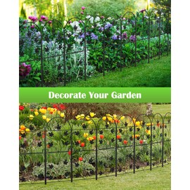 MOOACE Decorative Garden Fence 10 Pack, 38in (H) x 10ft (L) RustProof Metal Landscape No Dig Fence, Wire Border Patio Bed Fencing, Ground Stake Animal Barrier for Rabbit Dog, Yard Outdoor Decor
