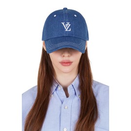 VARZAR 3D Monogram Stitch Over Fit Ball Cap Blue Denim