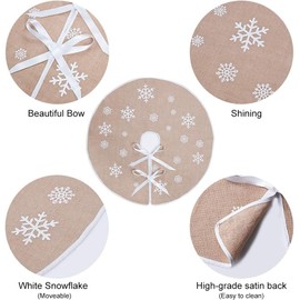 MACTING 23 Inch Christmas Tree Skirt, Small Tree Mat with White Snowflakes Printed for Mini Xmas Tree Farmhouse Winter Xmas Holiday Indoor Home Decorations(Kahki)