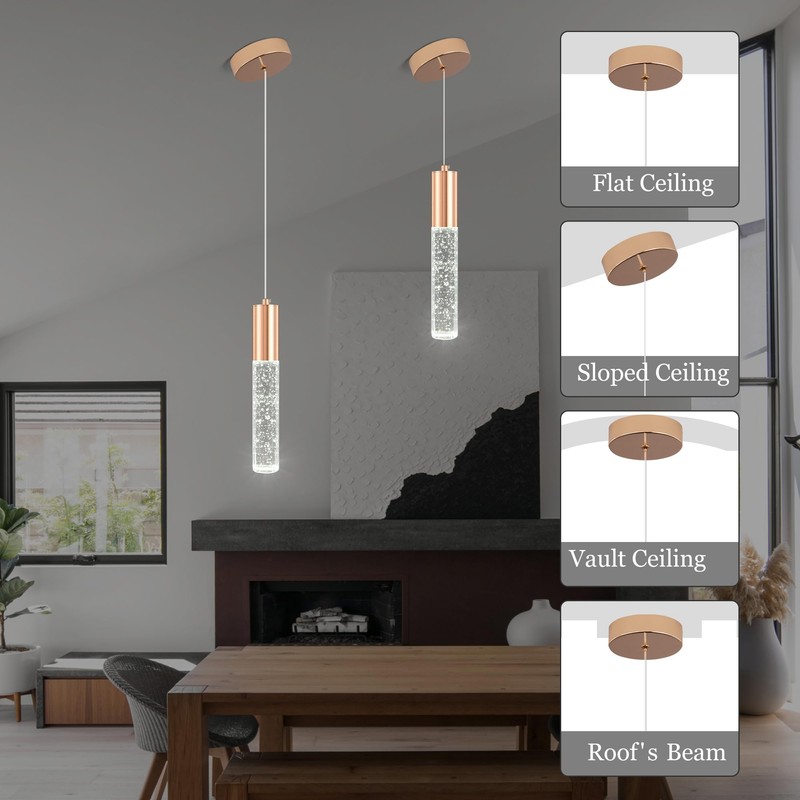 Upfelw 3-Pack Modern Crystal Pendant Light for Kitchen Island, Elegant