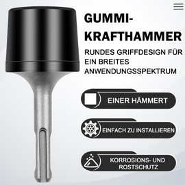 TIHOOK SDS Plus Rubber Mallet, 100 mm x 35 mm, for Cleaning Tanks, Pipes and Radiators, for Laying Tiles and Riveting Carpentry Work