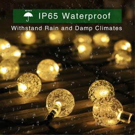 Upgraded Version Solar String Lights Outdoor Waterproof 23Ft 50 LEDs Solar Powered Fairy Lights Decoration Lights with 8 Modes, for Patio Yard Valentine's Day Christmas Decor(Warm)