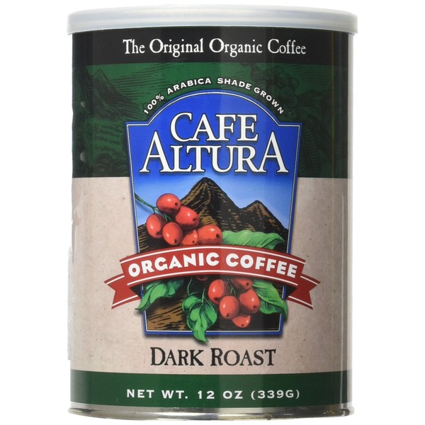 Cafe Altura Organic Coffee, Dark Roast, Ground Coffee 12 Ounce Can (Pack Of 2)