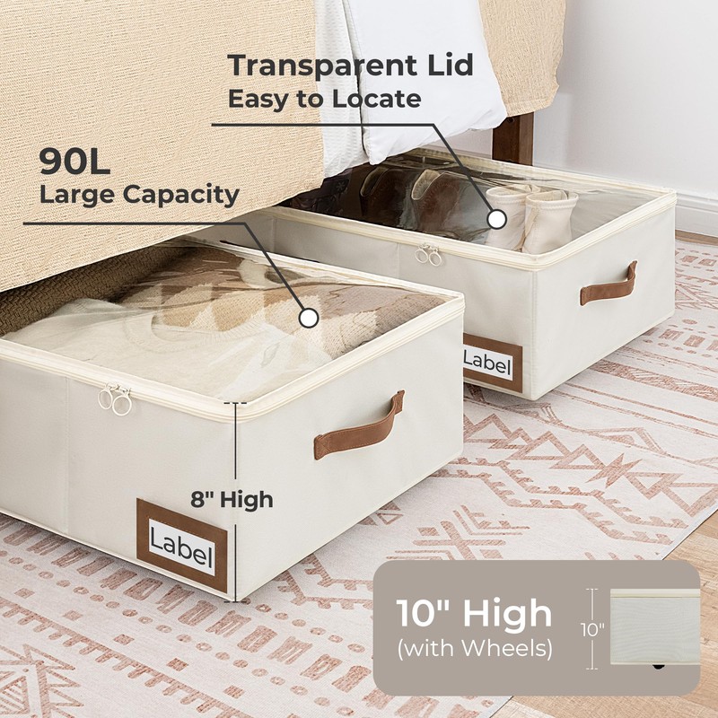 StorageWorks Under Bed Storage with Removable Wheels, 10'' Underbed Storage