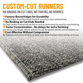 Ottomanson 2'6" x 31' Ultra-Thin Hallway Runner Rug - Durable Non-Slip Carpet for High-Traffic Areas - Fits Under Doors for Seamless Entry - Ideal for Kitchen, Entryway, Bedroom & Living Room, Gray