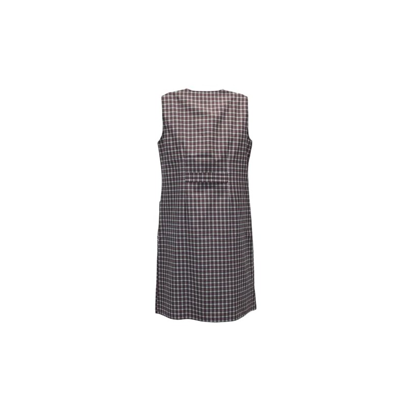 Schuerzenfabrik Button Gown Women's Mixed Fabric Checked Apron Sleeveless Cooking