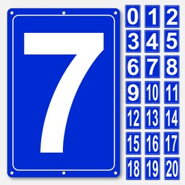 Numbered Sign 7, Aluminum Number Signs for Tennis Court, 12x8 inches Signage for Parking Lots and Public Spaces, Weatherproof and Easy to Install Metal Signs