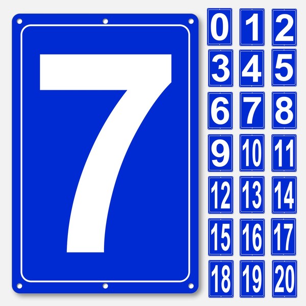 Numbered Sign 7, Aluminum Number Signs for Tennis Court, 12x8