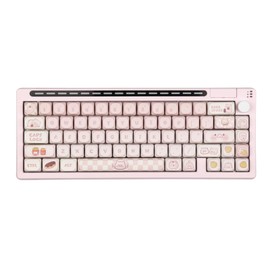 Virtdream R66 65% Voice-Activated Hot Swap RGB Triple Mode（2.4Ghz/Bluetooth 5.0/Wired） Wireless Top Gaming Keyboard,Knob Control Mechanical Keyboard, PBT Keycaps (Pink- Linear Switch)
