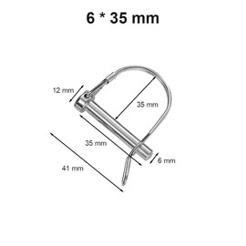 6 Pcs 6mm X 35mm D Shape Locking Pins, Heavy Duty Wire Lock Pins with Round Arch Safety Coupler - Anti-Corrosion Hitch Pins for Tractors, Farm Trailers, Lawn & Industrial Machinery