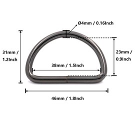 BIKICOCO Metal D-Rings Buckle, 1-1/2 Inch Non-Welded for Webbing Sewing DIY - Gunmetal - Pack of 20