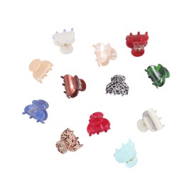 AWAYTR 12Pcs Small Hair Clips for Women Girls Acrylic Mini Claw Clips Cute Hair Jaw Claw for Hair Styling Accessories (Checkered print + leopard print)