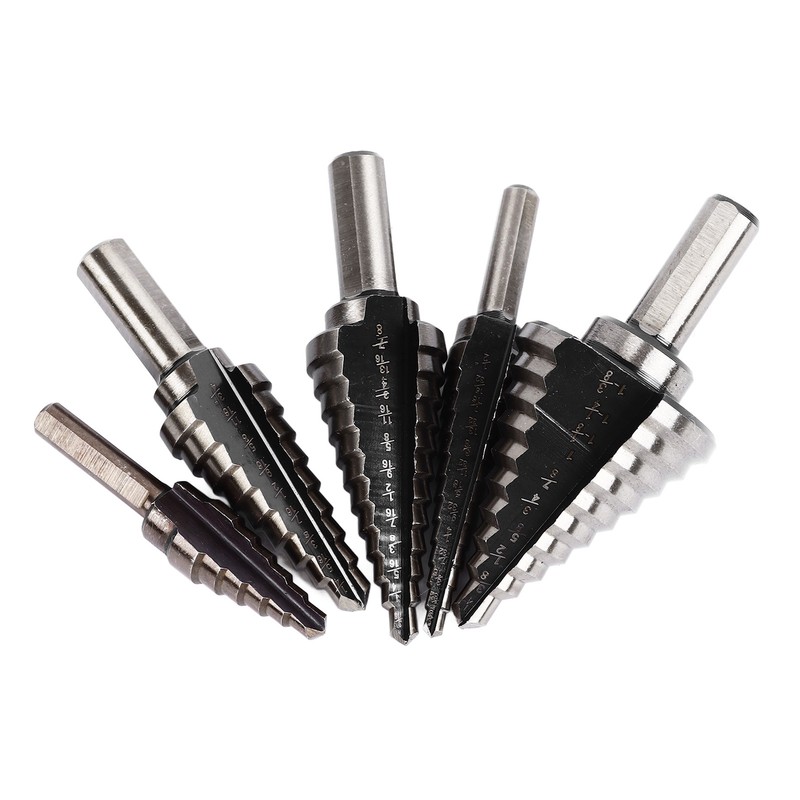 5Pcs Step Drill Bit Set Alloy Steel High Accuracy Multifunctional