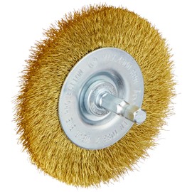 kwb Disc Brush, Fine, Brass Wire, Diameter 75 mm for Metal and Stone, Wire Brush for Drill Machine incl. E6.3 Hex Shank, for Rust Removal, Descaling, Roughening and Cleaning