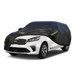 KouKou Waterproof SUV Car Cover Suitable for Kia Sorento from 2002 to 2025, 7 Layers Windproof All Weather Waterproof Outdoor Cover Sun Rain UV Dust Snow Protection. Black