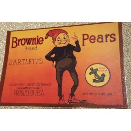 Brownie Brand Bartletts Pears Fruit Crate Label Vintage postcard