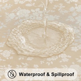 Smiry Round Table Cloth, Waterproof Heavy Duty Vinyl Tablecloths, Wipeable Washable Table Cover for Kitchen and Dining Room (Beige, 70" x 70")