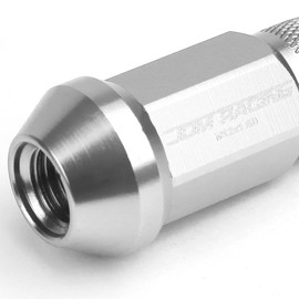 DNA MOTORING LN-ZTL-9026-15-SL 20Pcs M12 x 1.5 Open End Style Wheel Lug Nuts w/Deep Drive Extension Adapter, 25mm OD/50mm H, Silver