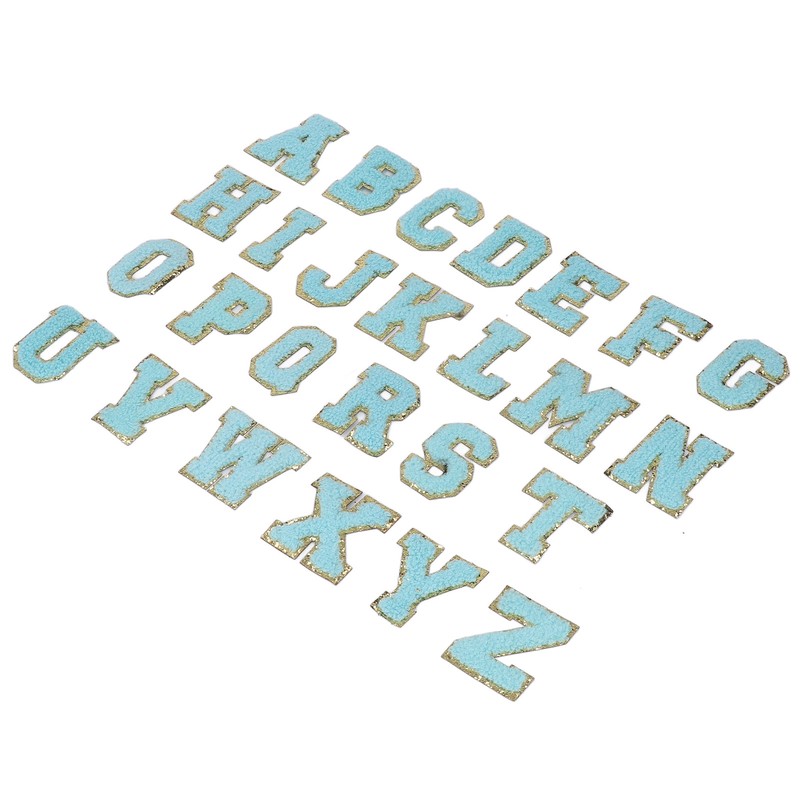 26 Pcs Iron On Letters A to Z Blue Letters