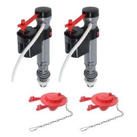 KUMGROT 2 Pcs Toilet Flusher Replacement Kit with 2" Red Flapper High-Performance Universal Double Seal Fill Valve for Toilet Tank
