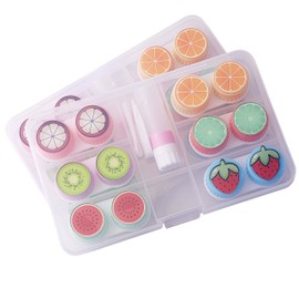MAAYKOM 6-piece contact lens case, convenient for travel carrying, cute fruit contact lens storage box, tweezers disassembly tool set (color)