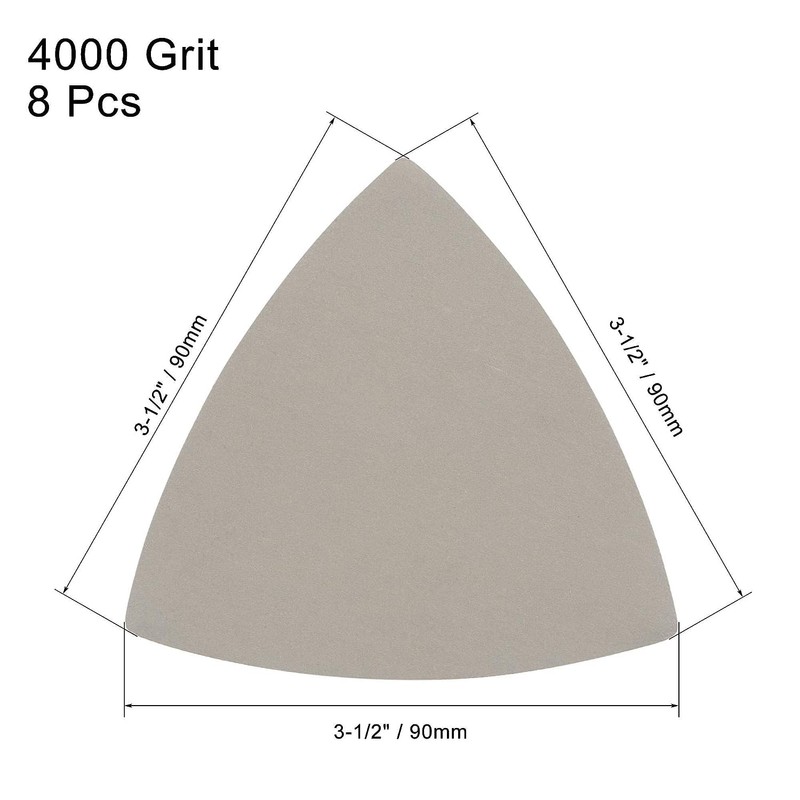 TA-VIGOR 8Pcs 4000 Grit Triangular Sandpaper, 90mm Hook and Loop