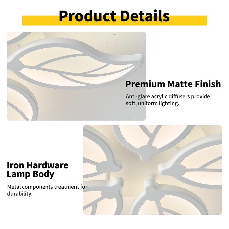 STARRYOL 24 W Modern Leaf-shaped LED Ceiling Light, 45 cm